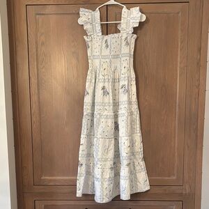 Hill House White and Purple Midi Dress